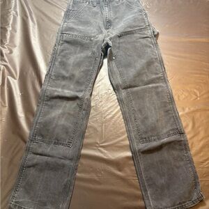 Vintage Carhartt Double Knee Pants Mens 26x30 Blk Carpenter Made in USA B01-BLK